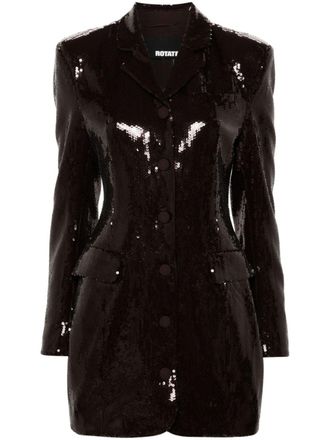 Rotate blazer mini dress - women - Polyester/Elastane/Recycled Polyester/Elastane - 38 - Brown