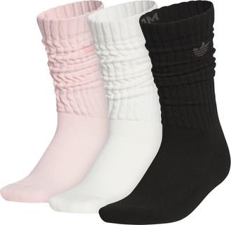 adidas Gender Inclusive Assorted 3-Pack Scrunch Crew Socks in Sandy Pink/Off White/Black at Nordstrom, Size Medium
