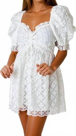 BuddyLove Floral Eyelet Babydoll Mini Dress In White