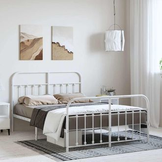 vidaXL Estructura Cama Sin Colch&oacute;n Con Estribo Metal Blanco 150x200 Cm Vidaxl
