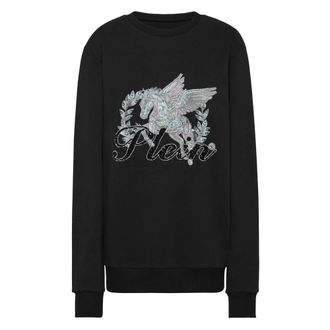 Philipp Plein Pullover Ronde Hals Marvelous - Dames - Sweatshirts - Zwart - S - Katoen - Hoodies & sweatvesten