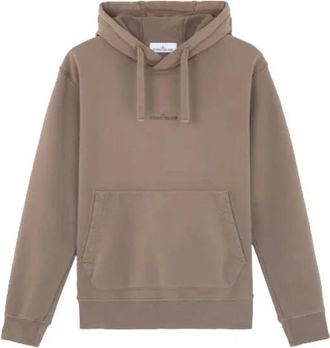Stone Island Bruine hoodie met logoprint - Heren - Hoodies - Bruin - S - Katoen - Hoodies & sweatvesten