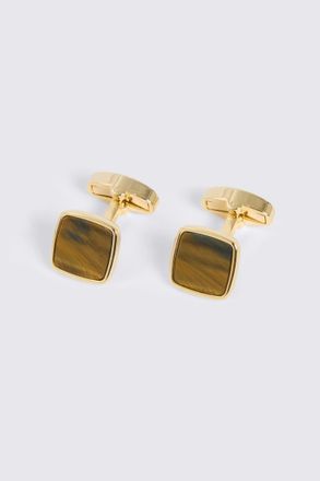 Moss Gold Tiger Eye Square Cufflinks