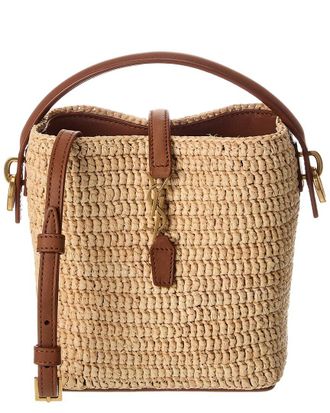 Saint Laurent Dnu Pack Saint Laurent Le 37 Mini Raffia & Leather Bucket Bag