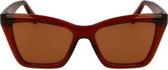 Ferragamo 53mm Rectangualr Sunglasses in Transparent Rust at Nordstrom