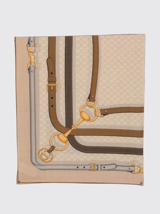 Gucci Stola in twill di seta e lana con motivo monogram GG all-over