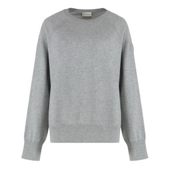 Moncler Cashmere Knitwear, female, Gray, XS, Cashmere Crew Neck Jumper