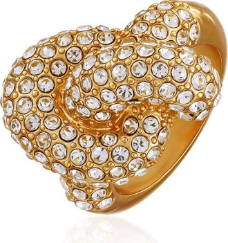 Vince Camuto Pav&eacute; Crystal Knot Cocktail Ring in Goldtone at Nordstrom Rack, Size 8