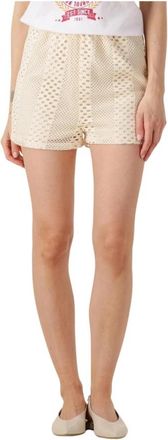 Colourful rebel Witte Gehaakte Short voor Zonnige Dagen - Dames - Bermuda - Beige - XS - Katoen - Korte Broeken