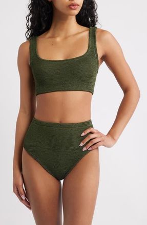 Hunza G Patricia Two-Piece Bikini Swimsuit in Metallic Khaki at Nordstrom
