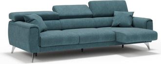 Divani.Store Divani.store - Caravaggio Sof&aacute; De 3 Plazas Extensibles Con Reposacabezas Ajustables En Tejido Impermeable 244 Cm Azul Petr&oacute;leo