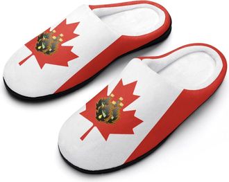 Generic Canada Maple Syrup Canadian Flag Slippers Men Winter Warm Cotton Anti-Slip Indoor Slip-Ons House Shoes