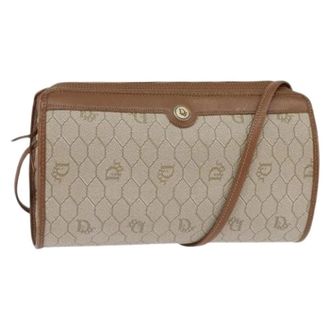 Dior Pre-owned PVC Honeycomb Canvas Shoulder Bag - Dames - Pre-owned - Beige - Maat: ONE Size Leer