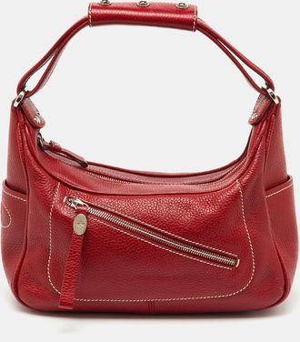 Tod's Tods By Ferrari Red Leather Micky Hobo