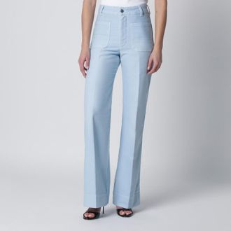 Victoria Beckham Sky blue cotton Alina trousers