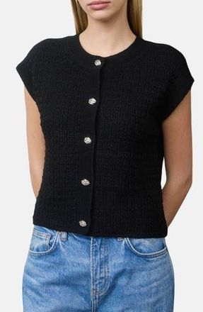 Blu Pepper Cap Sleeve Button Front Cardigan in Black at Nordstrom Rack, Size Medium
