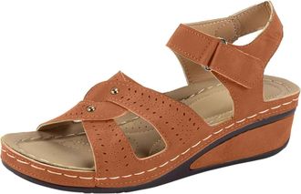 Generic 2026 Womens Sandals For Casual Summer Wear Open Toe Design With Heel Perfectly Paired Denim Stylish Footwear Everyday Comfort (Brown, 6.5)