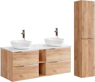 Petits Meubles Set mueble lavabo 2 nichos y columna estratificado marrón