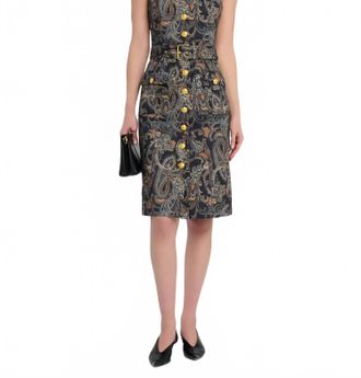 L'agence Idy Button Front Dress In Midnight Multi Etched Paisley