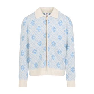 Casablanca Cardigans, male, Blue, Size: M Zip Up Monogram Jacket