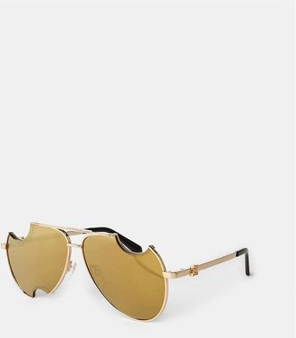 Off-white Mens Dallas Aviator Double Bridge Sunglasses - Gold Mirror - Size: ONE size