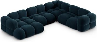 Cosmopolitan Design Sof&aacute; esquinero panor&aacute;mico derecho 5 plazas terciopelo petr&oacute;leo oscuro