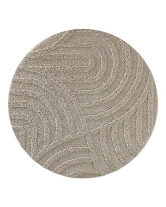Wecon Home Alfombra de ba&ntilde;o redonda en relieve gris topo &Oslash;80