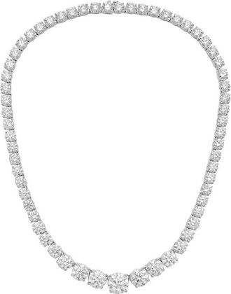 Diana M. Jewels 14kt White Gold 72cts lab grown Round diamond 4 Prong Graduated tennis necklace