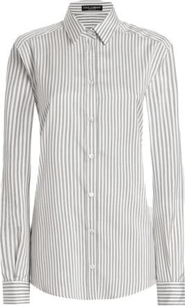 Dolce & Gabbana Shirt Rigato S8051 - Dames - Overhemden - Wit - S - Denim - Overhemden