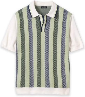 Paul Fredrick Cotton Three Button Polo in Green Multi at Nordstrom, Size X-Large