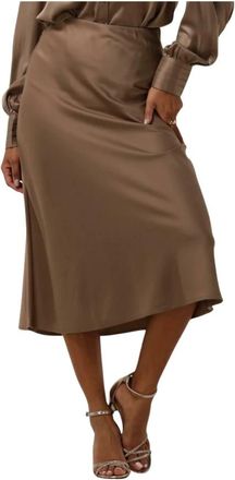 Y.A.S Yaspella HW Midi Rok - Dames - Midirokken - Bruin - L - Polyester - Rokken