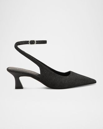 Stuart Weitzman 50mm Vinnie Flannel Ankle-Strap Pumps
