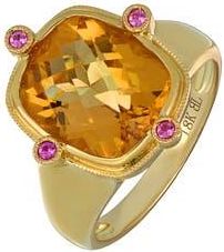 Bony Levy Iris Citrine & Pink Sapphire Statement Ring in 18K Yellow Gold at Nordstrom Rack, Size 6.5