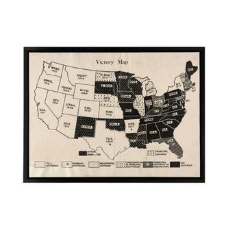 Artery8 1919 Womens Suffrage Map US Voting Rights Framed Canvas Wall Art Print in Beige | Size: W24 x H32
