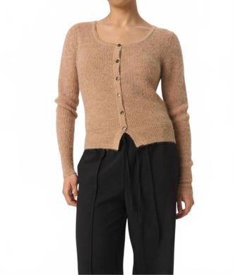 Soaked In Luxury Tuesday Slim Fit Button Cardigan In Burro