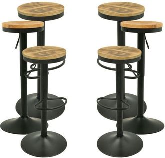 Regalos Miguel Packs Taburetes Altos - Pack 6 Taburetes Vikin Asiento Madera - Negro