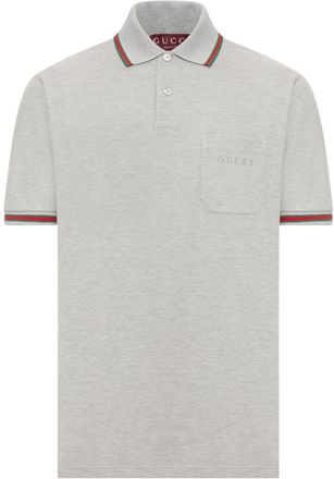 Gucci Web Detail Cotton Polo Shirt