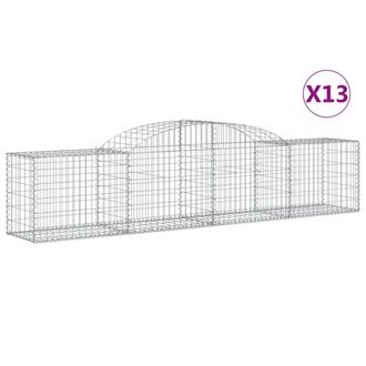 Berkfield Home Arched Gabion Baskets 13 pcs 300x50x60/80 cm Galvanised Iron in Silver