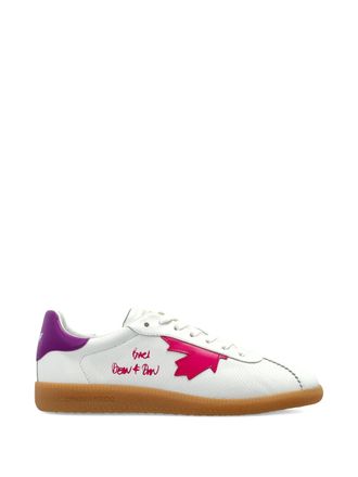 Dsquared2 White Low-Top Nappa Purple Accent Sneakers