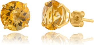 MAX + STONE 10k Yellow or White Gold 8mm Round Cut Gemstone Birthstone Stud Earrings