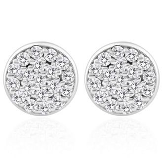 Pompeii3 3/8 Ct EX3 Lab Grown Diamond Pave Studs Womens Earrings Lab Grown 14k White Gold 8mm