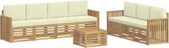 vidaXL Juegos De Sof&aacute;s 8 Uds. Blanco Y Crema Poli&eacute;ster Vidaxl