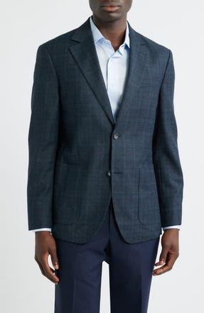 Nordstrom Dark Teal Plaid Virgin Wool Sport Coat in Teal Plaid Horizon at Nordstrom Rack, Size 36 R