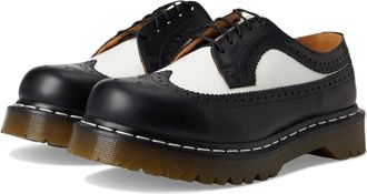 Dr. Martens 3989 Brogue Boots Mens Black White Leather Wingtip Shoes VER1522