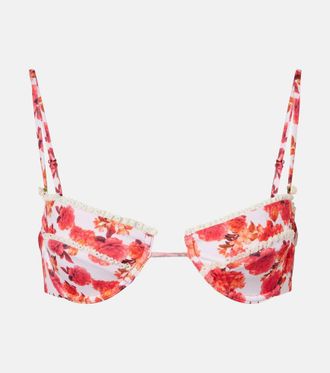 Bananhot Faith floral lace-trimmed bikini top