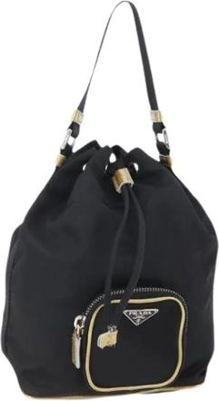 Prada Pre-owned Bucket Bags, female, Black, Size: ONE SIZE Pre-owned Vintage Nylon Bucket Bag