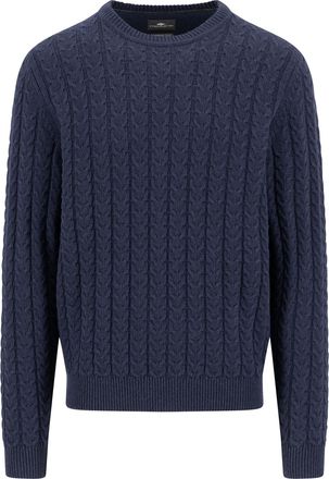 Fynch-Hatton Strickpullover FYNCH-HATTON, Herren, Gr. XXL, navy, Strick, Obermaterial: 65% Baumwolle, 35% Wolle, unifarben, normal h&uuml;ftbedeckend, Rundhals, Strickb