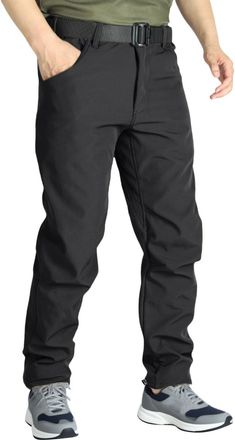 Generic Fleece Thermal Lined Work Trousers Mens Cargo - Waterproof Fleece Lined Trousers for Men - Straight Leg Joggers Winterpants Elasticated Waist Pants Tr