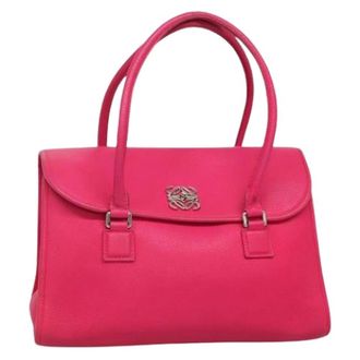 Loewe Pre-owned Handbags, female, Pink, Size: ONE SIZE Pre-owned Leather Handbag