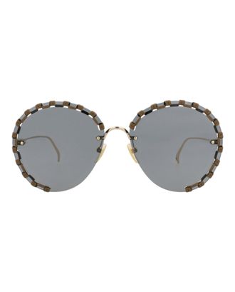 Chlo&eacute; Round-Frame Metal Sunglasses